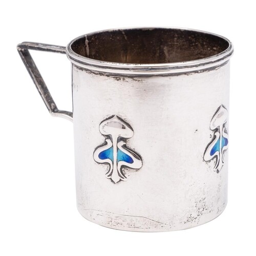 An Art Nouveau period silver and enamel small mug, maker Hen...