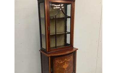 An Edwardian inlaid mahogany bowfront display cabinet, width...