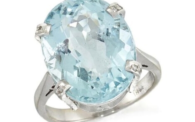 An aquamarine single stone ring, the single...