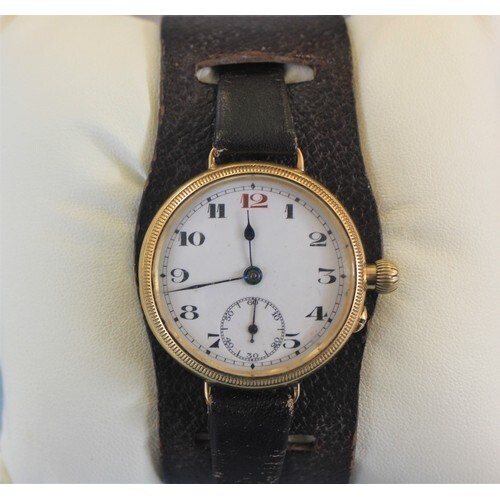 An early 20th century Francois Borgel 18ct Gold Trench Wrist...