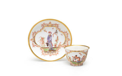 An early Meissen teabowl and saucer, circa 1723