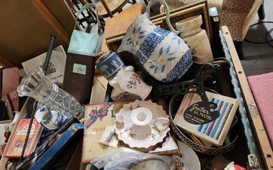 An interesting mixed lot of ceramics, pictures, and curios i...