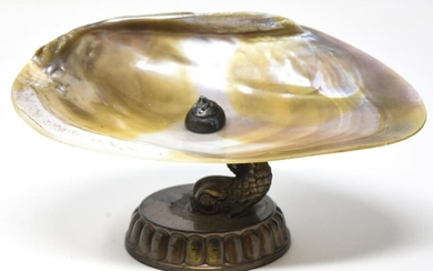 Antique 19th C Sea Serpent Mother of Pearl Compote