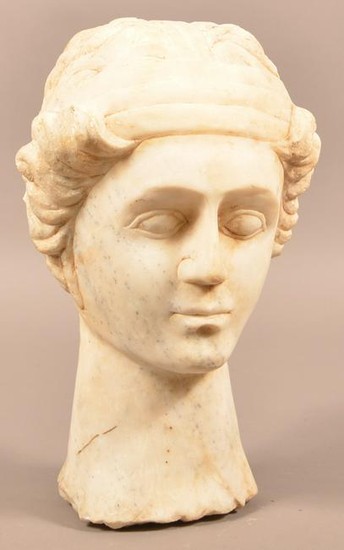 Antique Carved Marble Head of a Woman.