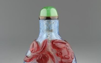 Antique Chinese Red Overlay Glass Snuff Bottle