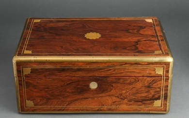Antique English Document Box with Brass Inlay