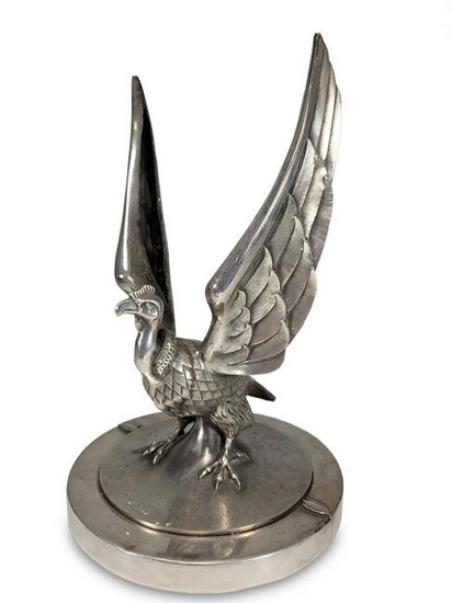 Antique European silverplate bronze condor statue
