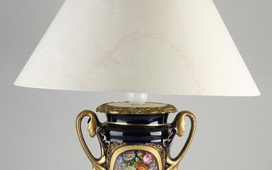 Antique hand-painted French porcelain table lamp.&#160