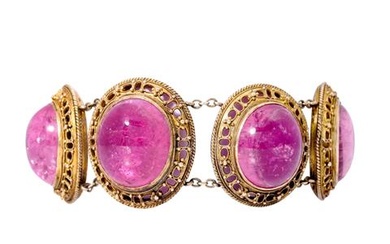 Armband mit 7 schönen rosa Turmalincabochons