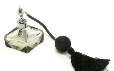 Art Deco Bohemian Glass Perfume Atomizer with Mount by