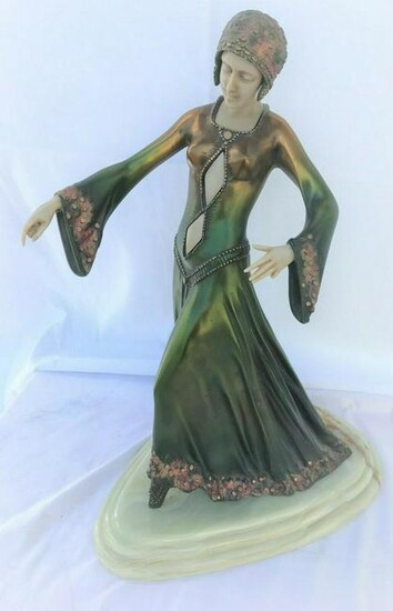 Art Deco Lady Figurine ,Cold Cast ,Ivorine parts