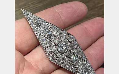 Art Deco Platinum 11.75 Ct. Diamond Brooch