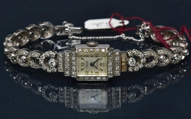 Art Deco Platinum Diamond Ladies Wrist Watch