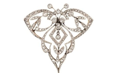 Art Nouveau, Pearl and Diamond Pendant/Brooch