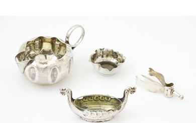 Assorted silver items to include a silver cream jug hallmark...