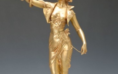 August Leveque, 1864-1921, Art Nouveau Sculpture, lady...