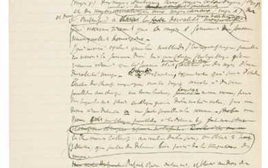BECQUEREL, Henri (1852-1908). Autograph manuscript signed (‘Henri Becquerel’), draft for a paper entitled ‘Note sur une propriété des rayons a du radium’, [1903].