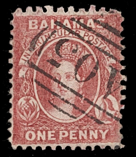Bahamas 1862 No Watermark Perforated 11½, 12 compound with 11 1d. carmine-lake, fine used by cr...
