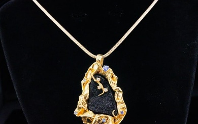 Bibi Hilton's Sapphire and Diamond, 14K/Sterling and Druzy Necklace