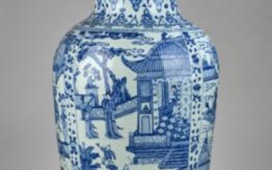 Blau-weiße 'Soldier' Deckelvase, China, Kangxi Periode