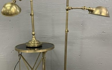 Brass Floor Lamp, Desk Lamp and Side Table