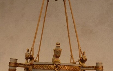 Bronze and alabaster chandelier in the Louis XVI style. Period: around 1900.