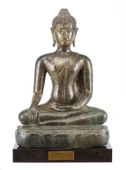 Buddha Thaï Sakyamuni (Maravijaya) en bronze à
