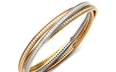 CARTIER "Trinity' Collection Bracelet with three rings in 18k (750‰) three-tone gold (yellow