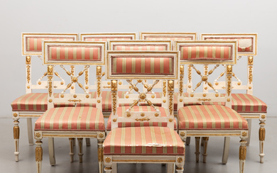 CHAIRS, 8 pieces of late Gustavian style.