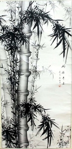 CHINESE SCROLL PAINTING, depicting bamboo stems an…
