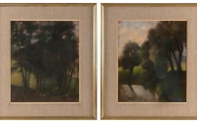 CONTINENTAL SCHOOL (20th Century,), Pair of tonalist landscapes., Pastels on paper, 15" x 12.5".