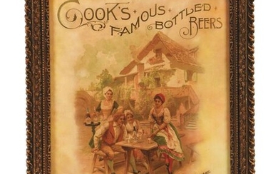 COOK'S FAMOUS BOTTLED BEER SIGN IN ORIGINAL FRAME.