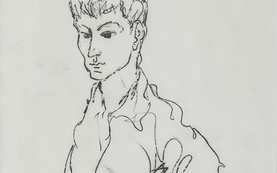 CORRADO CAGLI (1910-1976) Figura maschile 1967 penna su carta cm 23x20 firmato...