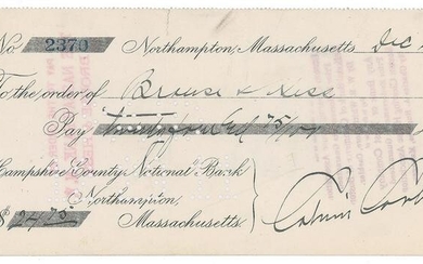 Calvin Coolidge Signed Check