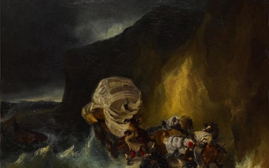 Caravan Caught in a Storm Along the Shore, Louis-Gabriel-Eugène Isabey