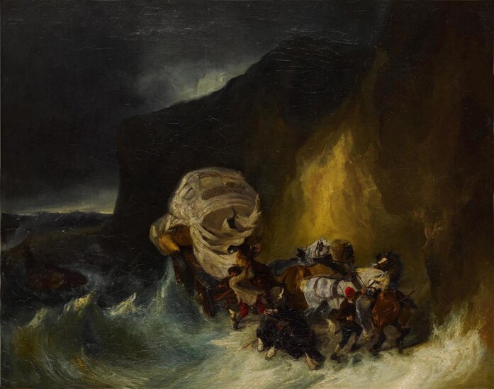 Caravan Caught in a Storm Along the Shore, Louis-Gabriel-Eugène Isabey
