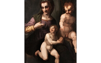 Carlo Portelli, um 1508 – 1574, Maria mit dem Kind und dem Johannesknaben