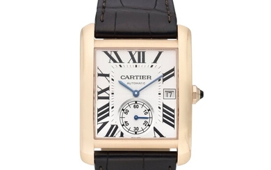 Cartier Reference 3590 Tank MC | A pink gold automatic rectangle shaped wristwatch with date, Circa 2015