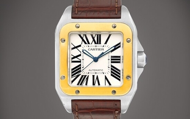 Cartier Santos 100, Reference 2656 | A yellow gold and stainless steel wristwatch, Circa 2006 | 卡地亞 | Santos 100 型號2656 | 黃金及精鋼腕錶，約2006年製