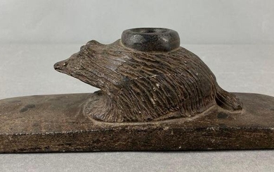 Carved Stone Raccoon Calumet Tobacco Pipe