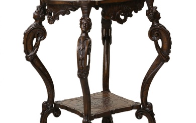 Carved wooden table in neo-Rococo style from the turn of...