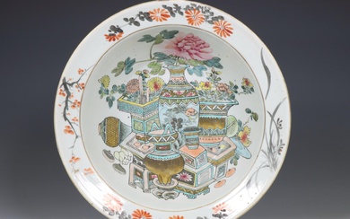 China, a famille rose porcelain basin, 20th century