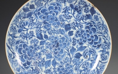 China, blauw-wit porseleinen schotel, 18e eeuw