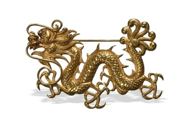 Chinese 18K Gold Dragon Brooch