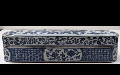 Chinese Blue And White Porcelain Pen Box With Interior Xuande...