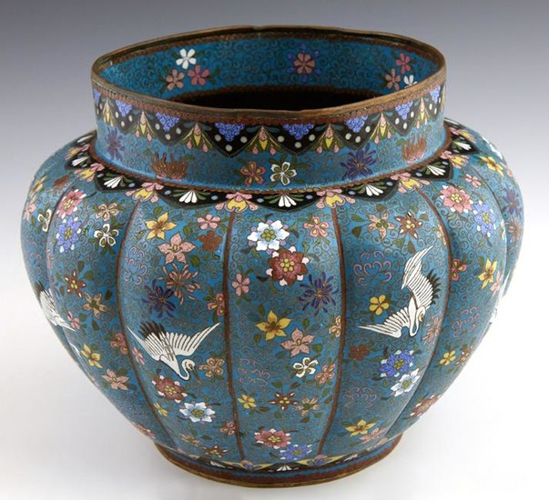 Chinese Cloisonne Jardienere, 20th c., of lobed form