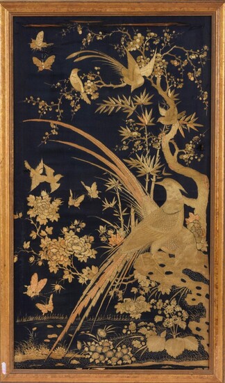 Chinese Embroidered Silk Panel of Birds