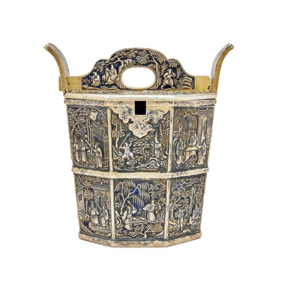 Chinese Export silver-gilt pail, late 19th - early 20th century