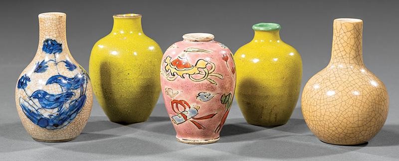 Chinese Glazed Pottery Miniature Vases or Bottles