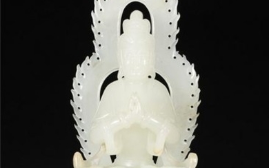 Chinese Hetian White Jade Buddha